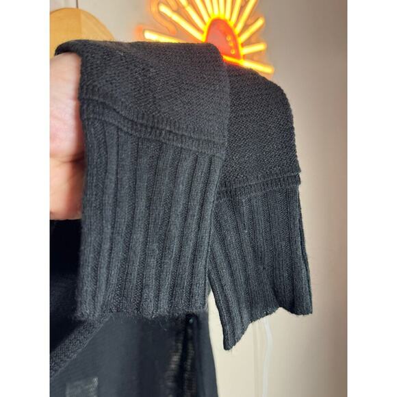 NWT Ann Taylor Cowl Neck Asymmetrical Hem Open Knit Lightweight Black Sweater M - Picture 3 of 9